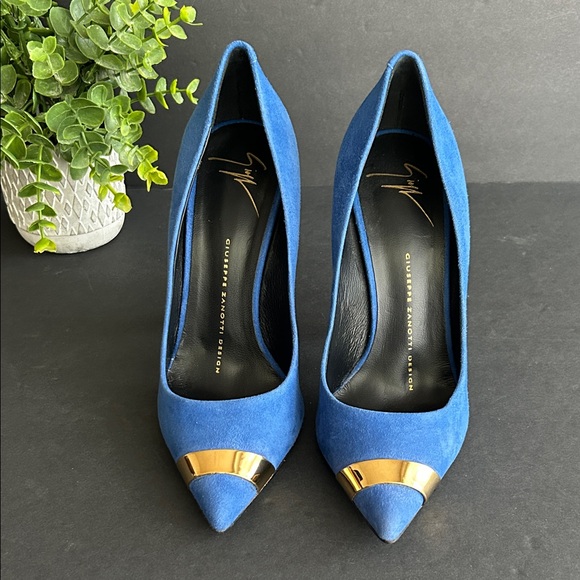 Giuseppe Zanotti Shoes - Giuseppe Zanotti Royal Blue Heels with Gold Detail